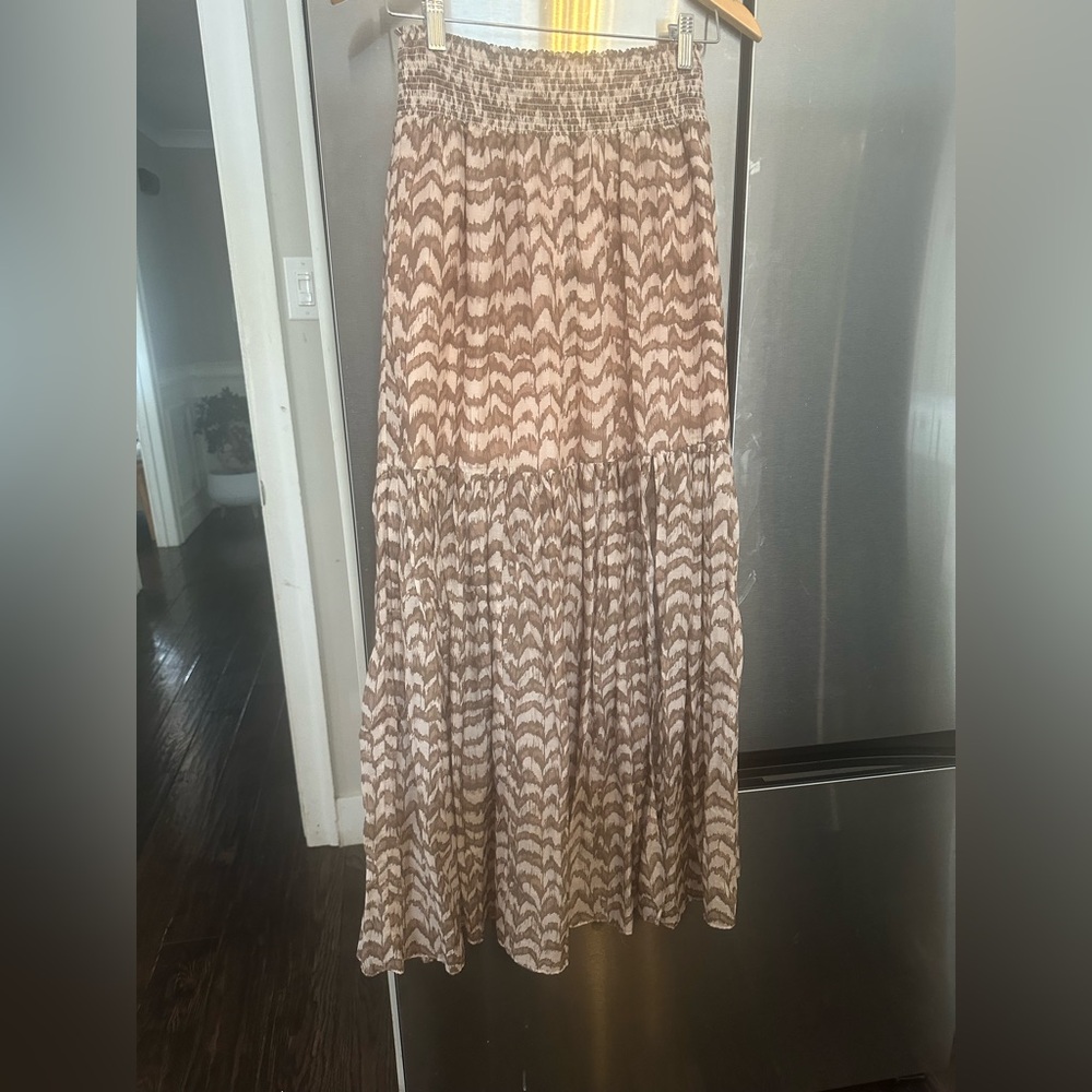 INTERMIX Brown and Cream silk blend Skirt